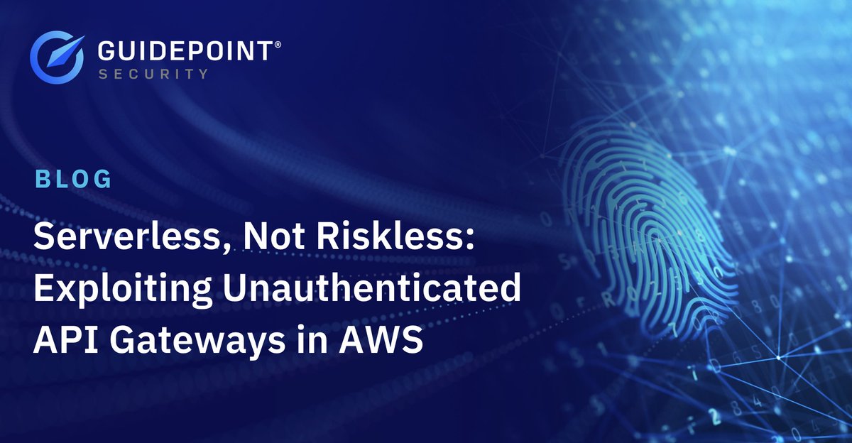 GuidePointSec's tweet photo. #API Gateway enables fast deployment of serverless endpoints, but configuration issues can leave them exposed. Read the latest blog from our Threat and Attack Simulation (TAS) team on how unauthenticated endpoints, unsafe code, and broad permissions can cause cloud credential vulns. The post offers advice on remediation and detection to protect against attacks. ➡️ https://t.co/v3eH05ZqGl