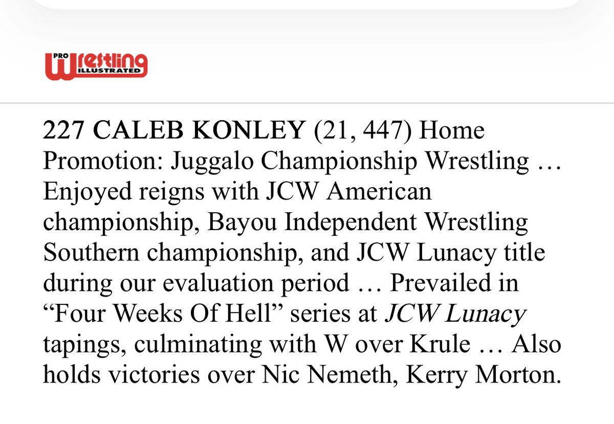 jcwlunacy's tweet photo. Congratulations on being recognized in the @OfficialPWI #PWI500!

🤡 JCW Lunacy World Champion CALEB KONLEY
🤡 JCW World Heavyweight Champion JOSH BISHOP
🤡 "The Devil's Favorite Dealer" COKANE
🤡 "The Neon Ninja" FACADE
🤡 2 TUFF TONY
🤡 "The Mercenary" SHANE MERCER

#JCW #JCWLunacy