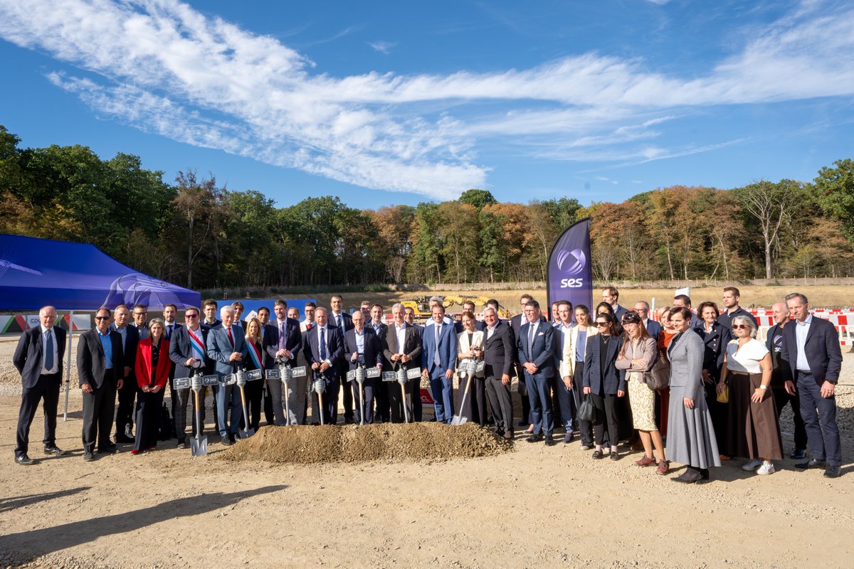 SES_Satellites's tweet photo. NEWS: SES has broken ground on a new satellite manufacturing facility in Kockelscheuer, Luxembourg. 🛰️🇱🇺

Set to open in 2028, the 16,000m² facility will bring advanced engineering, manufacturing and testing capabilities together to help accelerate the development and deployment of next-generation satellite systems.

The facility will support the development of our next-generation MEO network, #meoSphere, contribute to #IRIS2 program, and help strengthen Luxembourg’s growing space ecosystem.

➡️ Learn more: https://t.co/uhuNV18iA3

#SolveEmpowerSoar