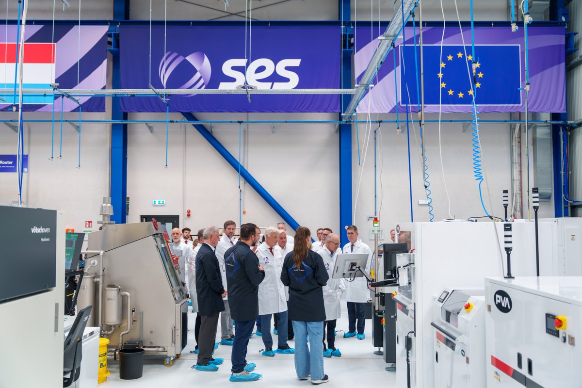 SES_Satellites's tweet photo. NEWS: SES has broken ground on a new satellite manufacturing facility in Kockelscheuer, Luxembourg. 🛰️🇱🇺

Set to open in 2028, the 16,000m² facility will bring advanced engineering, manufacturing and testing capabilities together to help accelerate the development and deployment of next-generation satellite systems.

The facility will support the development of our next-generation MEO network, #meoSphere, contribute to #IRIS2 program, and help strengthen Luxembourg’s growing space ecosystem.

➡️ Learn more: https://t.co/uhuNV18iA3

#SolveEmpowerSoar