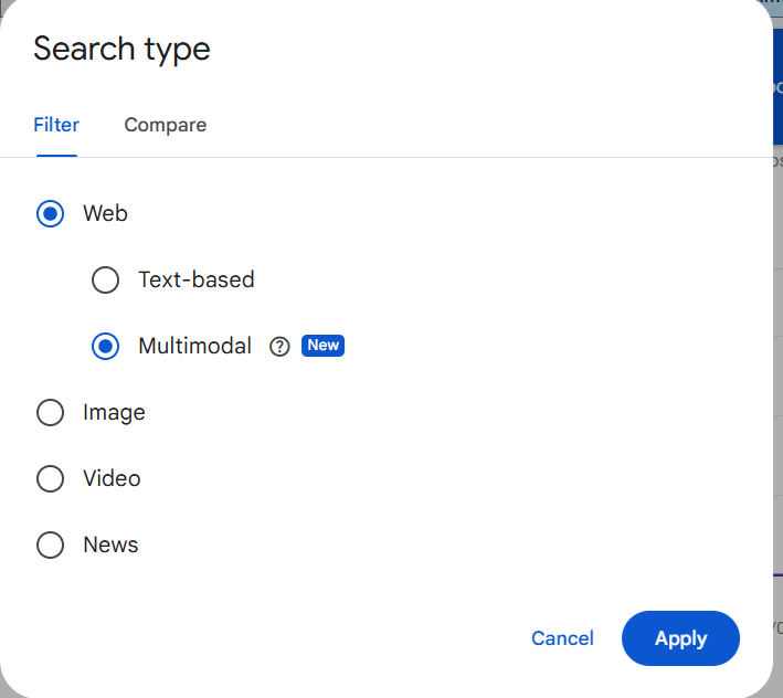 Lead_mindz's tweet photo. Google Search Console now has a Multimodal filter in the Performance report, covering Google Lens, Circle to Search, image uploads, and more. https://t.co/24aTT0ZWCk