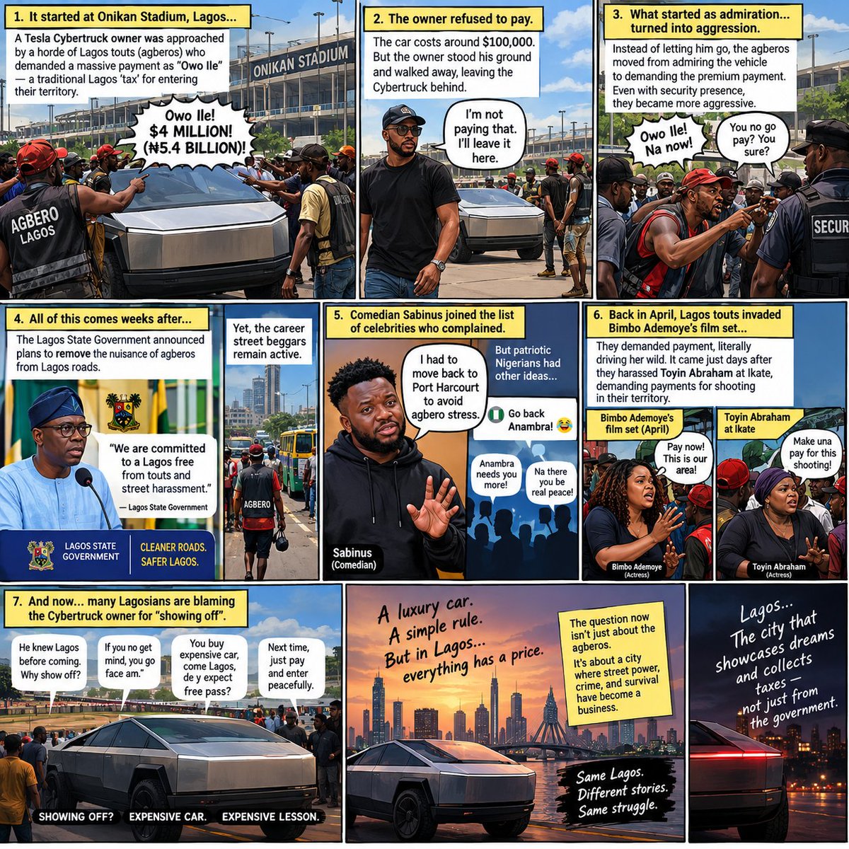 UgoDonald2's tweet photo. A summary of lagos agbero  Vs cyber truck owner https://t.co/eqz9ByGXhr