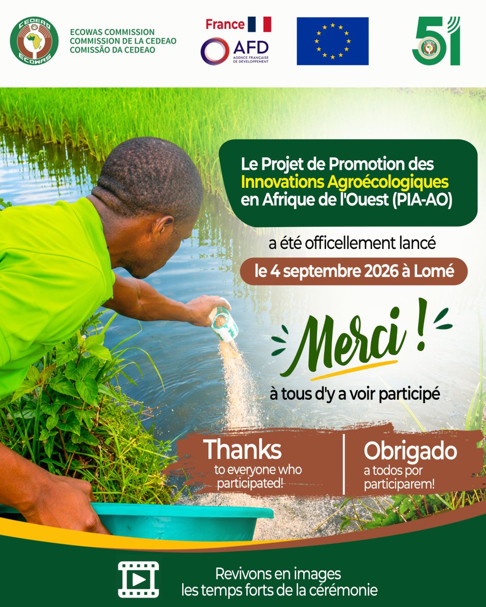 ARAA_CEDEAO's tweet photo. 🌱 L’Afrique de l’Ouest accélère sa transition agroécologique !
Le lancement du PIA-AO ouvre une nouvelle dynamique pour promouvoir l’innovation et accompagner la transformation durable des systèmes agroalimentaires dans la région.
Les temps forts 👉https://t.co/hVHbqmdAbf https://t.co/GWbTuwpxSI