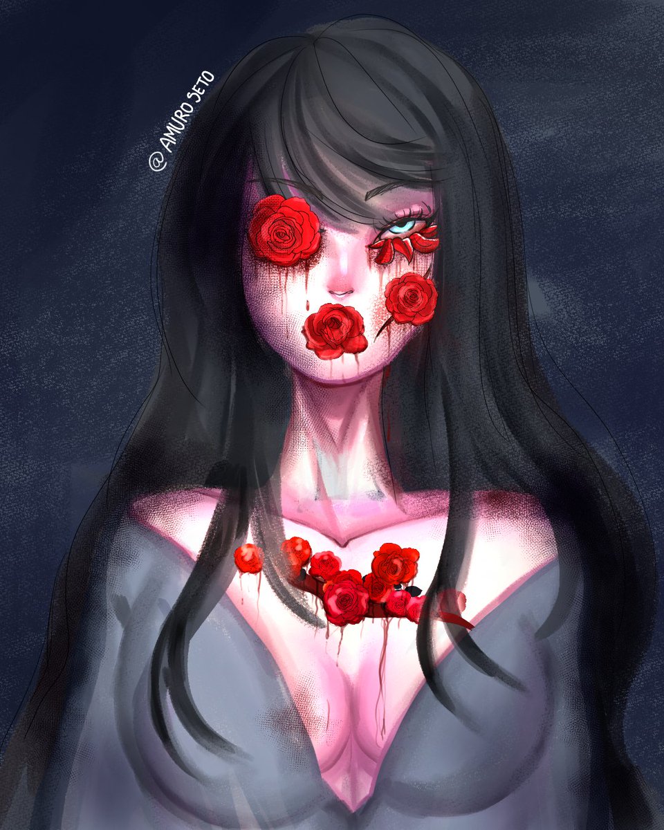 amuroseto's tweet photo. Rose-colored blood / BOOK COVER via @artstationhq https://t.co/QJD79QATZy 
E vuelto a X, miren como a evolucionado mi trabajo y quiero ayudar a realizar portadas ilustradas de libros, agredecería su apoyo y si puedo ayudarles mejor!, termine enfocandome al creepy cute https://t.co/9KK4gXEkfd