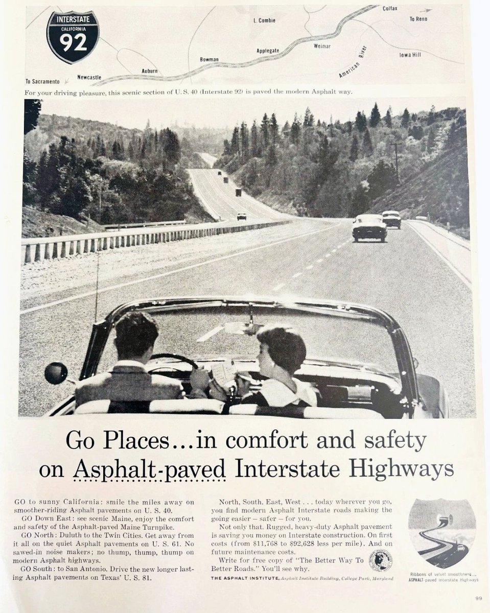 Asphalt_Inst's tweet photo. In 1956, we launched a national advertising campaign. Ads ran in "Life" magazine and across the CBS Radio Network's 203 stations, reaching motorists while they were on the road. 70 years later, the message still holds: asphalt delivers a smooth, durable ride.
 #ThrowbackThursday https://t.co/1EjockCzFe