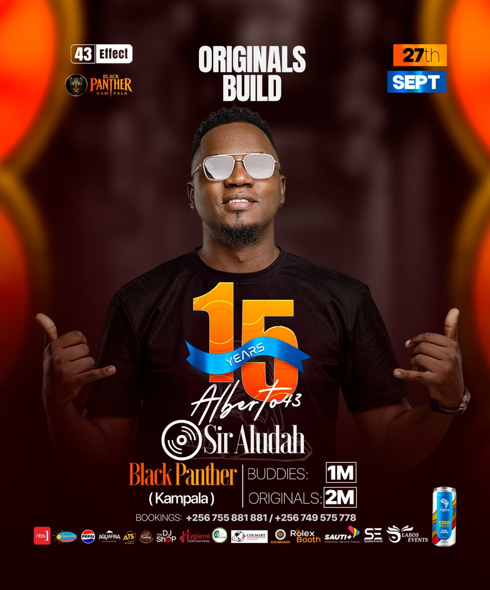 djalberto43's tweet photo. The Great @DjAludah will drop a set this Sunday @BlackPantherKla !

Don't miss,its definitely going to be epic!

Am also excited for the #15YearsOfDJAlberto43! https://t.co/5h24tl0xw3