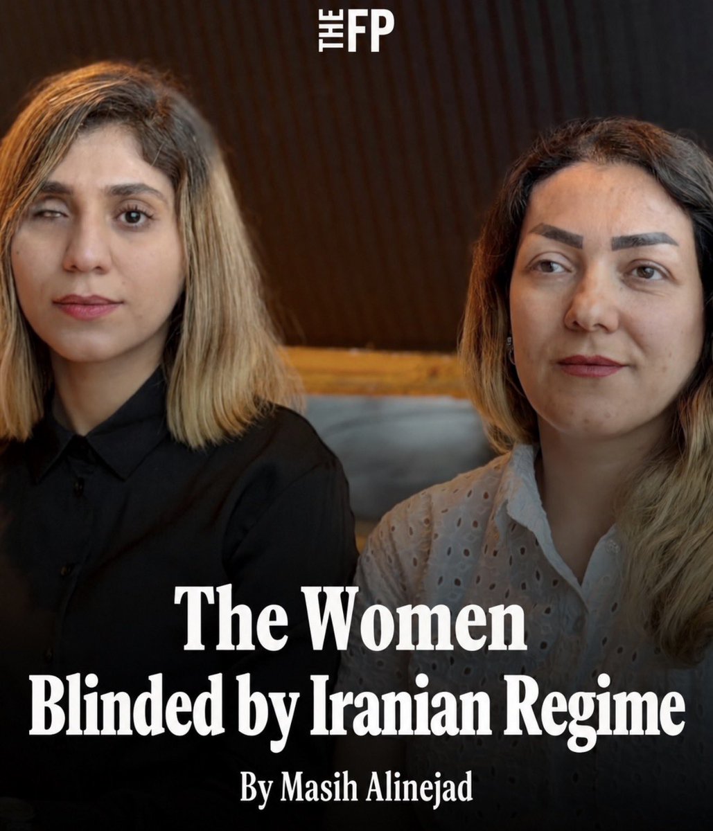 AlinejadMasih's tweet photo. I wrote this article with a heavy heart, but also with enormous pride.

These women were shot in the eyes during Woman Life Freedom uprising by security forces.
 The Handmaid’s Tale is not fiction in Iran.

I want the world to look into their eyes and know their names. They are not victims to be forgotten. They are witnesses to a crime and symbols of a generation that refuses to surrender.

I want to introduce you to more of these freedom fighters who lost their eyesight, but not their hope, their strength, or their determination to fight against a brutal regime. Some of them told me that the last thing they ever saw was the face of the person who shot them.

Please read their full of stories here:

https://t.co/TZI6ii02R4