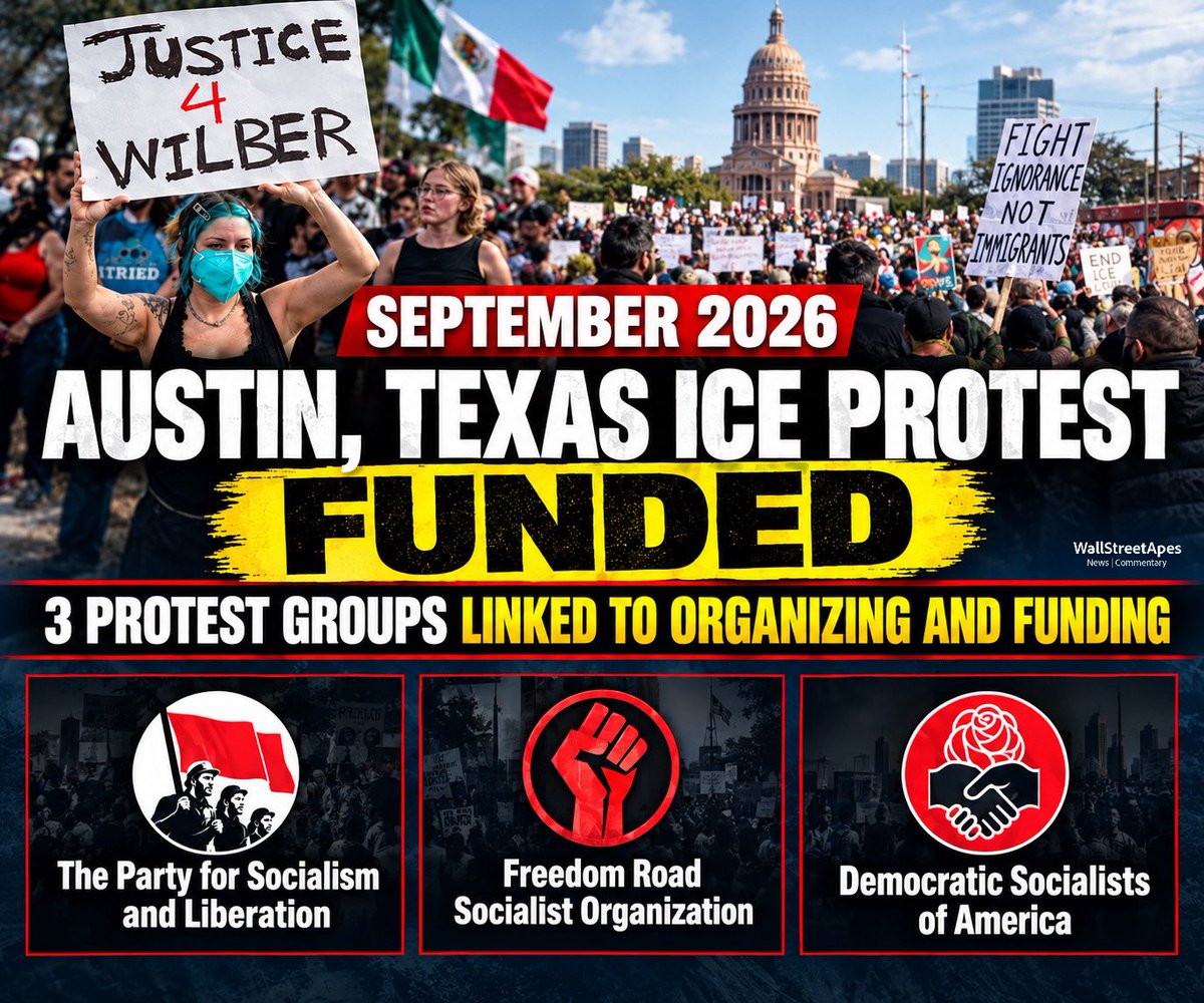 WallStreetApes's tweet photo. EXPOSED: The anti-ICE protest groups that just rallied in Austin, Texas after the illegal Venezuelan national shooting WERE PAID AND ORGANIZE

3 groups were organizing the protests:

- The Freedom Road Socialist Organization, Austin chapter
- The Democratic Socialists of America (DSA) Austin chapter
- The Party for Socialism and Liberation (PSL)

The Party for Socialism and Liberation is funded by a billionaire living in China Neville Roy Singham. Singham has directed $278 million into 6 core United States nonprofits between 2017 and 2023 into groups that share personnel and operational ties with the Party for Socialism and Liberation for mass protests and anti-ICE resistance 

Freedom Road Socialist Organization is a nonprofit who helped organizer the Austin ICE protest 

The Democratic Socialists of America of course is funded by a network of nonprofits and grants from Fidelity Charitable, Vanguard Charitable, American Online Giving Foundation and more

All three have been directly linked to the anti ICE chaos that took place in Austin, Texas for organizing the protest and chaos