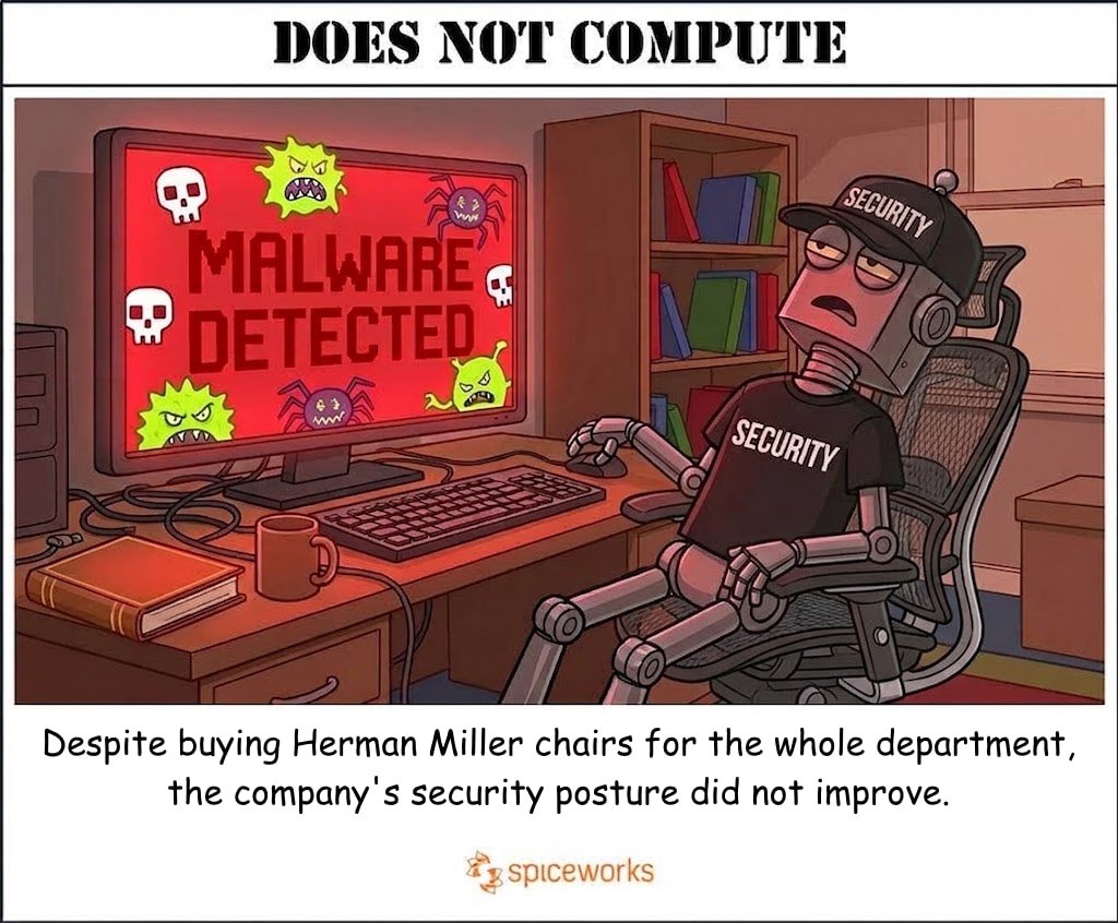 LaughingBrook's tweet photo. (Original image from Peter Tsai @Spiceworks. Modified by Gemini. New caption by me.) https://t.co/CQO08Z9cw4