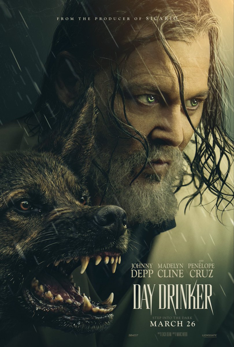 CriticsChoice's tweet photo. FIRSTLOOK 📸 “DAY DRINKER,” the upcoming action-thriller directed by Marc Webb and starring Johnny Depp, and Penélope Cruz. 

The film marks the fourth big-screen collaboration between Depp and Cruz

“DAY DRINKER” hits theatres March 26, 2027.
📸: @lionsgate 
#DayDrinker #JohnnyDepp #PenelopeCruz #MadelynCline #CriticsChoice
