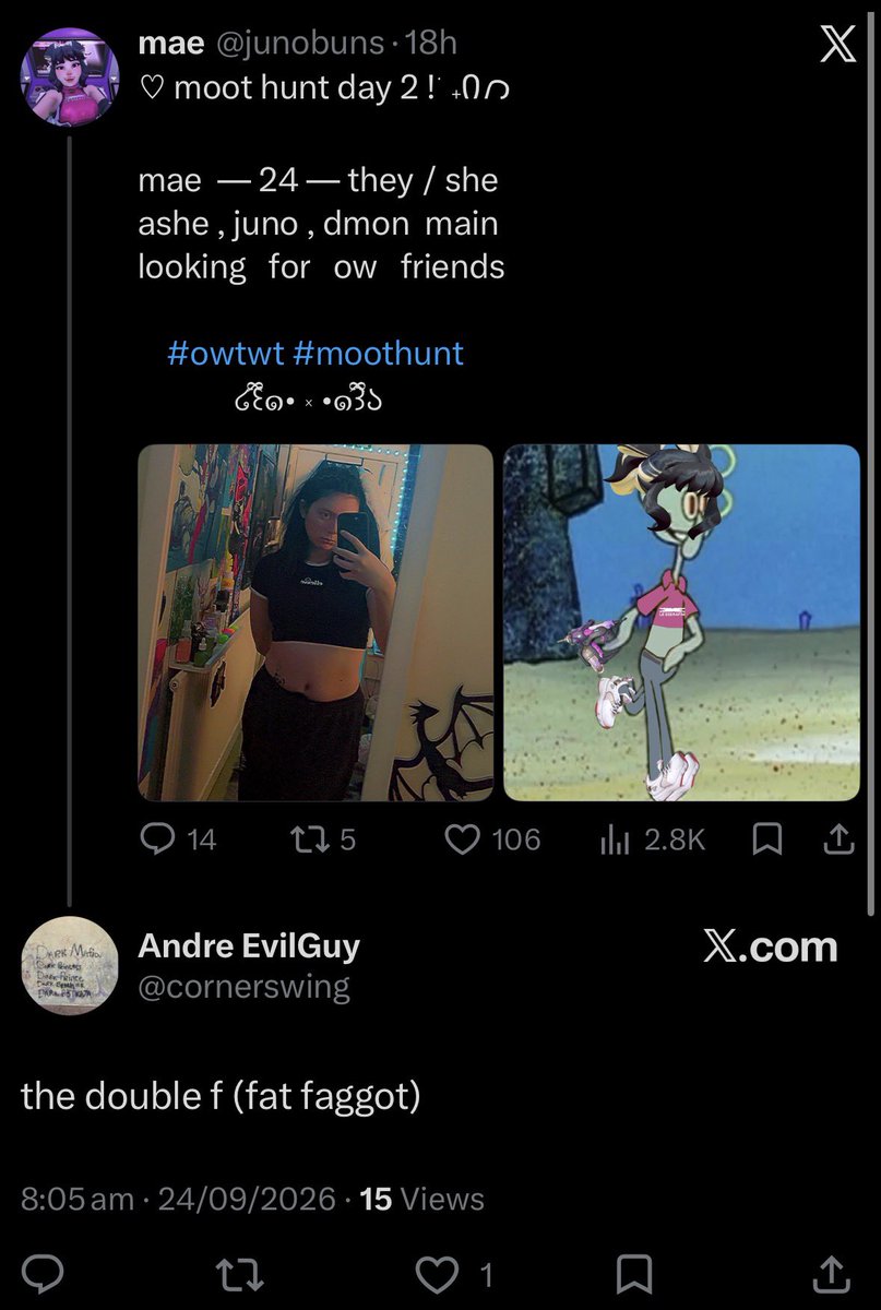 junobuns's tweet photo. this reply makes me giggle , how did he know my nonbinary ass is gay 🫪 which one of you snitched !!! https://t.co/5FDCtrxmYG