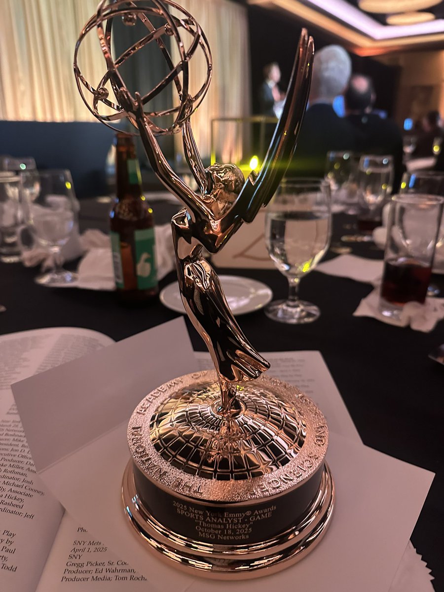 brendanmburke's tweet photo. Huge congrats to my partner @Thomas_Hickey14 on his first Emmy. Those things are not easy to win - especially here New York. Excited to be back together tomorrow to get our season going. https://t.co/M8L5ps3taA