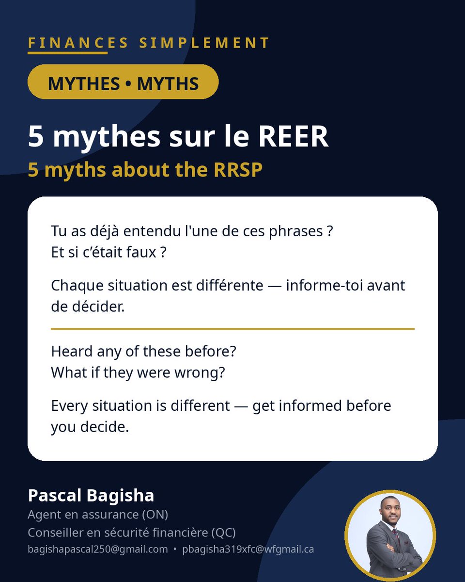 bagishapascal's tweet photo. 5 mythes sur le REER que tout le monde croit encore 👆 + un vrai chiffre canadien : 6,3 millions de cotisants en 2023 (Statistique Canada).

Lequel t'a surpris ? Réponds ici ou écris-moi en DM 📩

#FinancesSimplement #REER #FinanceCanada https://t.co/qcRjAvsTir