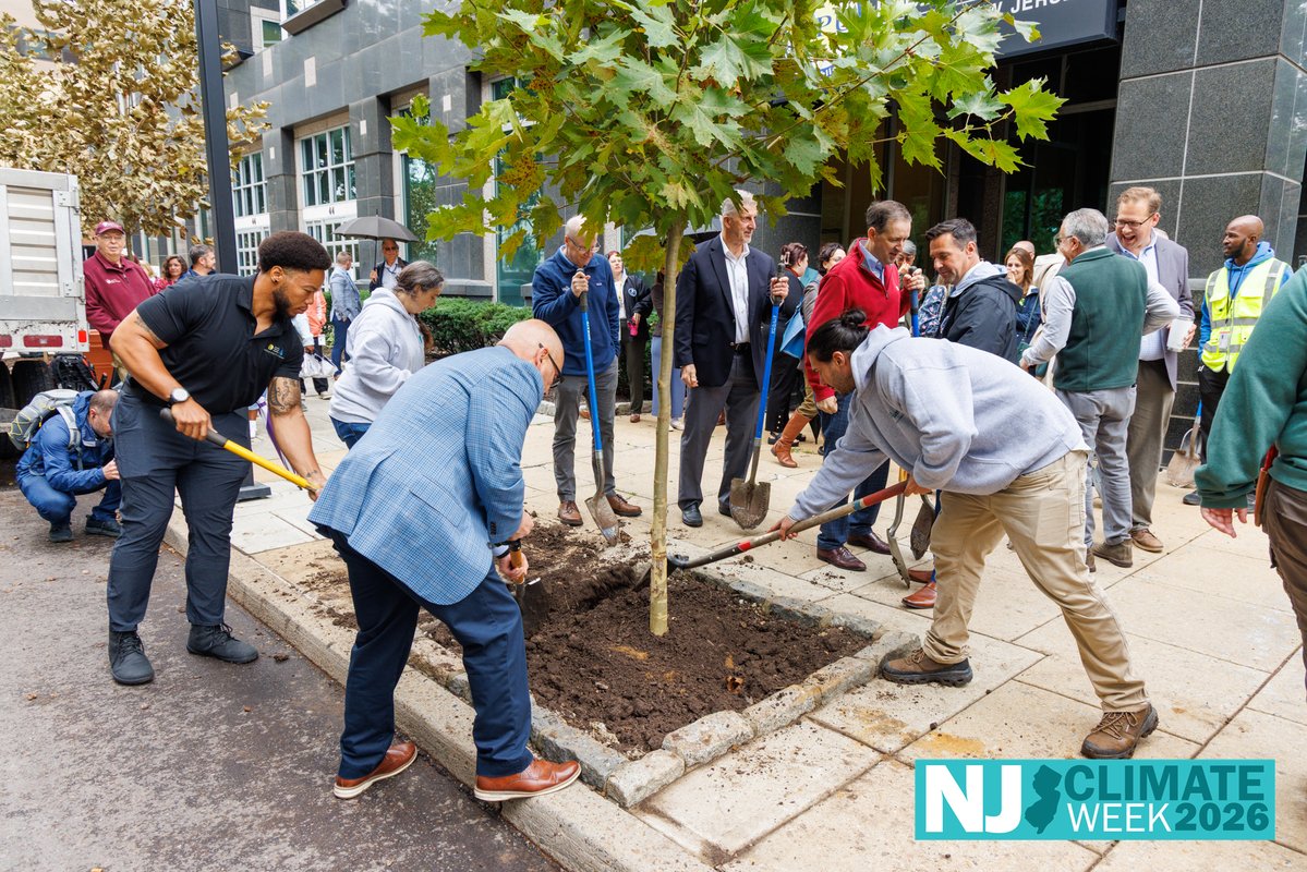 NewJerseyDEP's tweet photo. 🌳 ICYMI: New Jersey marked Climate Week by planting a milestone tree in Trenton.

DEP Commissioner Ed Potosnak joined the @New Jersey Conservation Foundation, local officials and community leaders to plant the 1,000th tree through Trees for Trenton, a community project funded through DEP’s Natural Climate Solutions Grant Program.

The milestone also highlighted $9.4 million in new funding for eight Natural Climate Solutions projects across New Jersey. These projects are helping restore ecosystems, strengthen community resilience and capture carbon.

In Trenton, the final tree was a London plane tree planted along South Clinton Avenue, an area vulnerable to urban heat island impacts.

Climate Week is a chance to highlight the work happening across New Jersey to prepare communities for flooding, extreme heat, storms and sea level rise.

🔗 Learn more: https://t.co/p95dWH59NP

#ClimateWeek2026 #NJClimateWeek