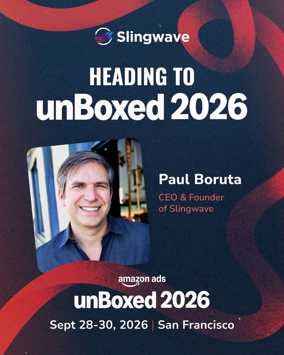 SlingwaveInc's tweet photo. Heading to @AmazonAds unBoxed in San Francisco next week.

Looking forward to conversations on what’s next for Amazon advertising, AI, and measurement. If you’re there, say hi to Slingwave founder @PaulBoruta. https://t.co/Q2giF2jBp9