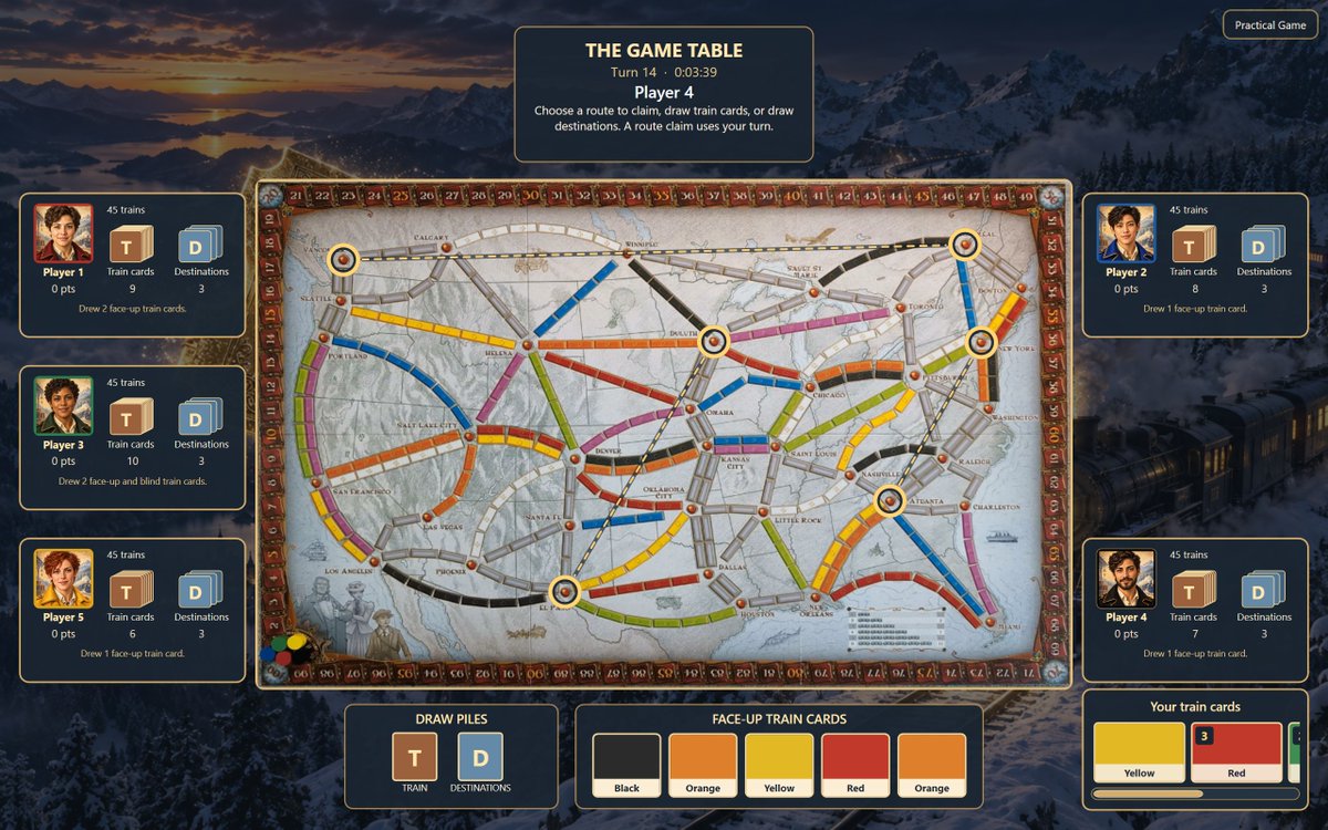 alexbiemann's tweet photo. GoldenTicket is live for Windows 11! 🚂 Play Ticket to Ride on a real board with computer opponents. A webcam checks trains; the app handles cards and scoring. Save and resume later.
Video: https://t.co/c7b6SELXG9
Download: https://t.co/Lgn2Tewffq
#BoardGames #TicketToRide https://t.co/yn1LJjDAdB