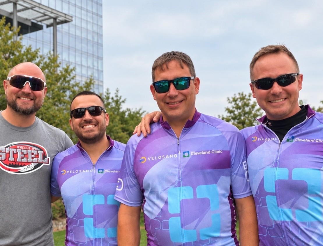 RuhlinCompany's tweet photo. For the fourth consecutive year, Jim Ruhlin Jr., Brady Oaks, Steve Feix, and Alex Licitri rode with the Wheels of Steel Team, joining more than 4,000 cyclists for the Cleveland Clinic’s 2026 VeloSano Bike to Cure Cancer in Cleveland. #WheelsOfSteel, #VeloSano2026, #RideForACure https://t.co/4Udk1gSz0c