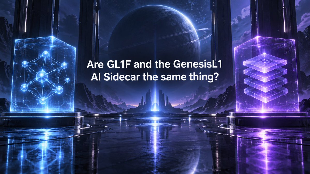 firsttensor's tweet photo. Are GL1F and the GenesisL1 AI Sidecar the same thing? $L1
Simple answer, no, and that's what makes the architecture interesting.
#GL1F brings deterministic ML directly into the blockchain:
- Weights on-chain
- Inference can run through the EVM
- Smart contracts can directly use models
- Same results across EVM, Python, JS and C++
The AI Sidecar tackles a different problem: large mainstream AI models such as Qwen, Llama, Mistral or DeepSeek.
Their large files can live on IPFS, while independent GPU operators handle inference.
GL1F for native on-chain ML.
AI Sidecar for large-scale decentralized AI inference.
Two different systems. One AI ecosystem.
All running on the GenesisL1 Blockchain infrastructure.
