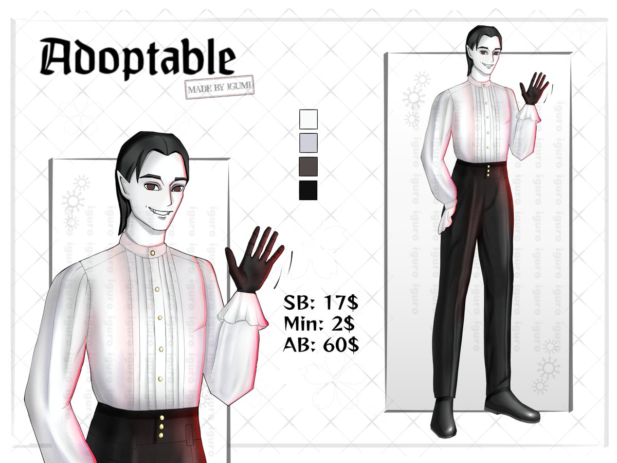 Iigummi's tweet photo. Adoptable auction 🧛🏻‍♂️ || Vampire 🩸 https://t.co/SbtRZRxNNx