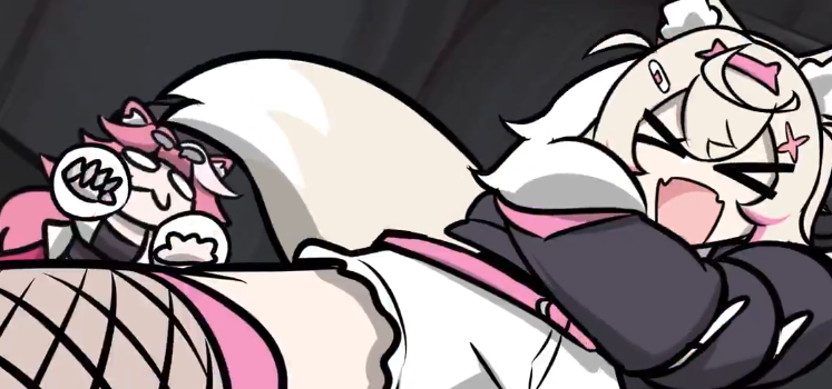 IllustStartling's tweet photo. @dunkemz I never see anyone calling out Raora going for Mococo's fluffy tail. https://t.co/kmIQ7LxRxX