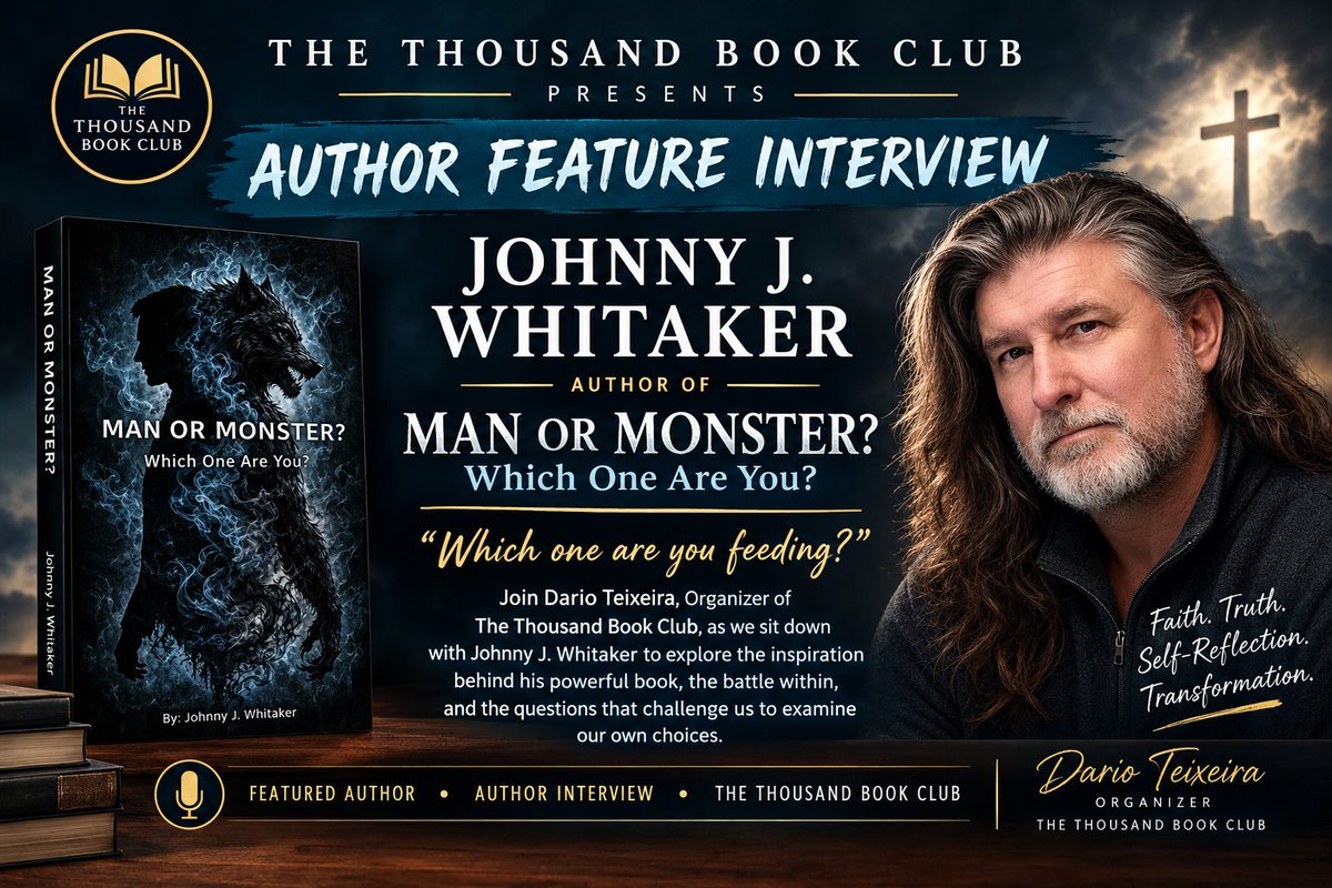 Brisbanegeek's tweet photo. 📚 Author Feature!🎙️
Meet @JohnnyJWhitaker author of Man or Monster? Which One Are You? A powerful journey of faith, self-reflection, and the battle within.

#BookTwitter #AuthorInterview #BookClub #BookLovers #IndieAuthor #ChristianBooks #writingcommunty #booktweet #author #book https://t.co/LaOjiHz59L
