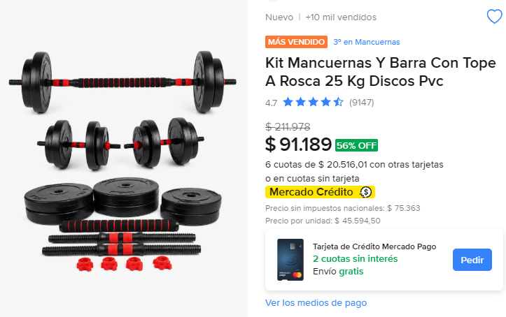 Finanzasbyjess's tweet photo. No vas a empezar el gimnasio ahora, así que te paso este kit de Mancuernas y Barras re barato en Mercado Libre 👇🏻

Por menos de $91.190 tenés todo y si usas cupón mas barato todavía
https://t.co/J3LadzpWqF 👈🏻 https://t.co/Tu1JYk0CBQ