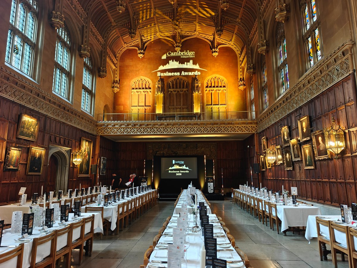 PaulBrackleyCI's tweet photo. King's College's Great Hall is looking terrific for the @CambridgeIndy Business Awards 2026... looking forward to hosting later. Good luck everyone!
#CIBA2026 https://t.co/7jd87YEDZh