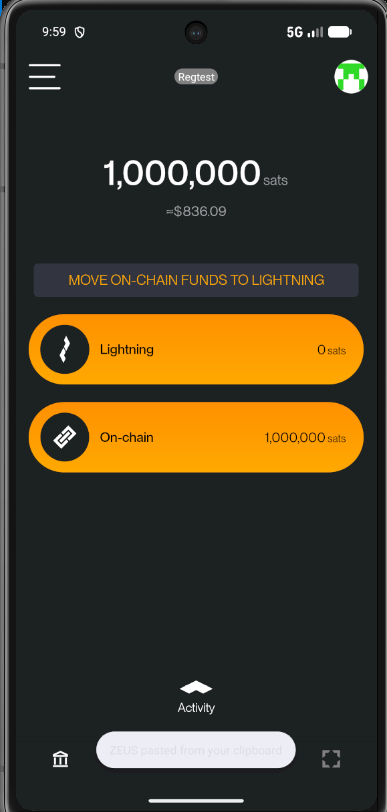Aswin_Ashu9301's tweet photo. Testing @ZeusLN PR #4515 on Regtest with Polar ⚡

✅ Clean baseline
✅ Unconfirmed deposits → Pending
✅ Self-spend change → Main Balance
🧪 Next: testing pending Lightning channel balances
No double counting so far https://t.co/hEo9pOK68E
