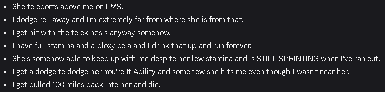RblxKian's tweet photo. @WhatsBing I feel like Fogborns first ever recode edition to testing was perfect, when he was added before Rosemary. He was actually great to play as and against.

As for Agatha, I don't find her fun to play as or against. Plus, this happened to me on a round earlier as a survivor. 😭 https://t.co/kTDwyBKrLK