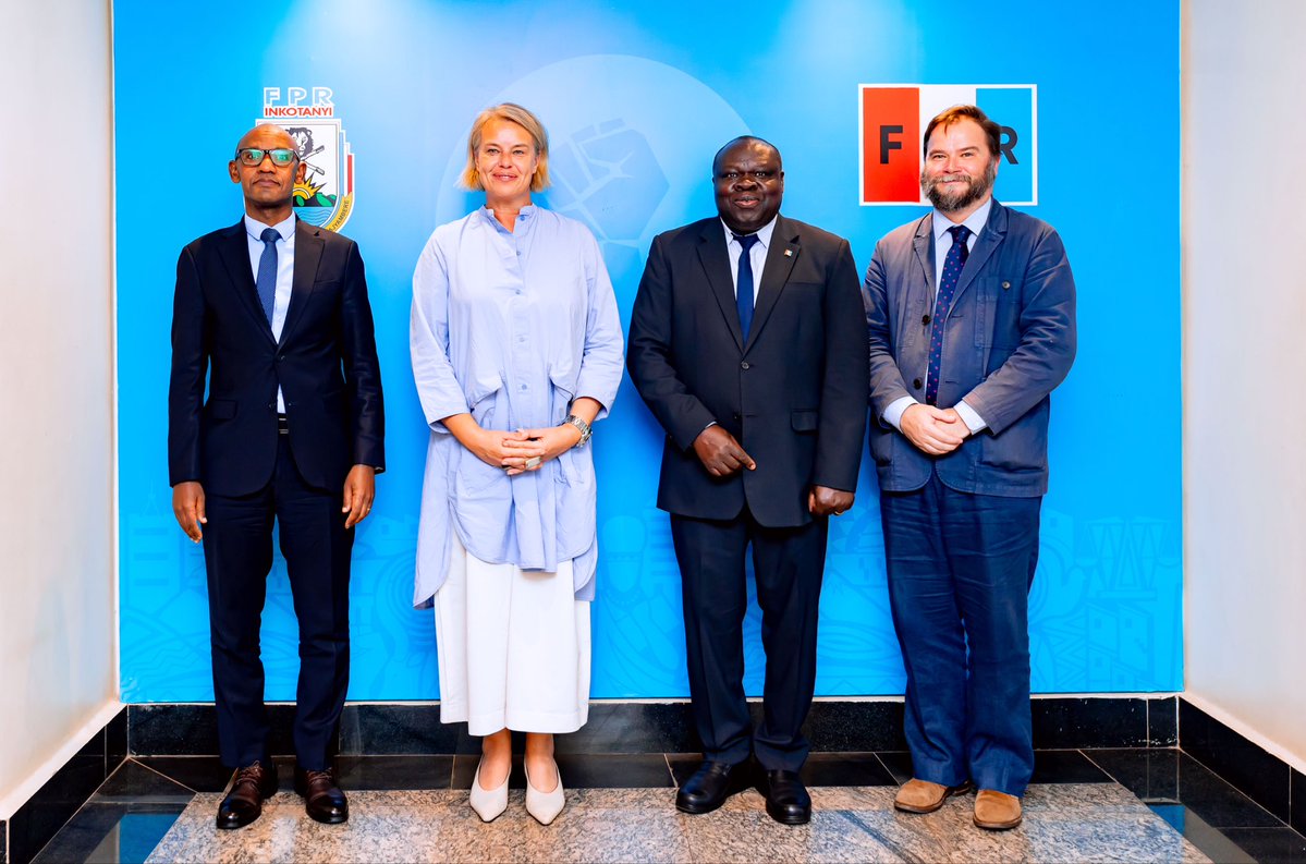 rpfinkotanyi's tweet photo. Secretary General Hon. Christophe Bazivamo together with Deputy Secretary General Hon. Stephen Gasana today received High Commissioner @A_ThorpeUK of the @UKinRwanda.

Their discussions focused mainly on amplifying cooperation in youth empowerment, knowledge exchange and education among others.