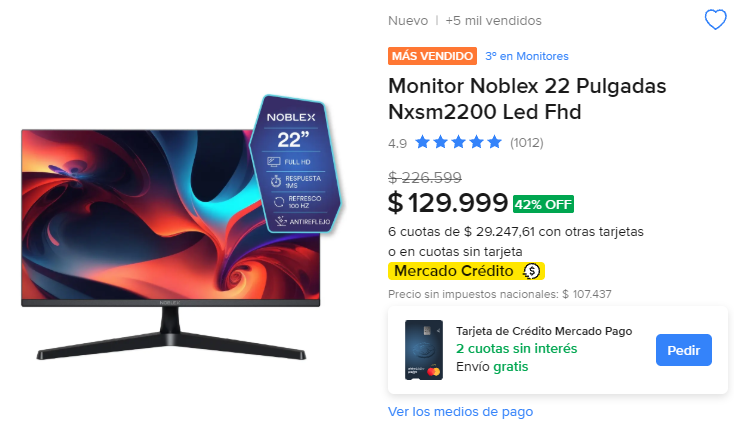 Finanzasbyjess's tweet photo. Monitor 42% OFF en Mercado Libre 🔥

Usá el cupón de la publicación y te queda a $129.999
https://t.co/mPwXGLfs0q 👈🏻 https://t.co/aFqebdn063