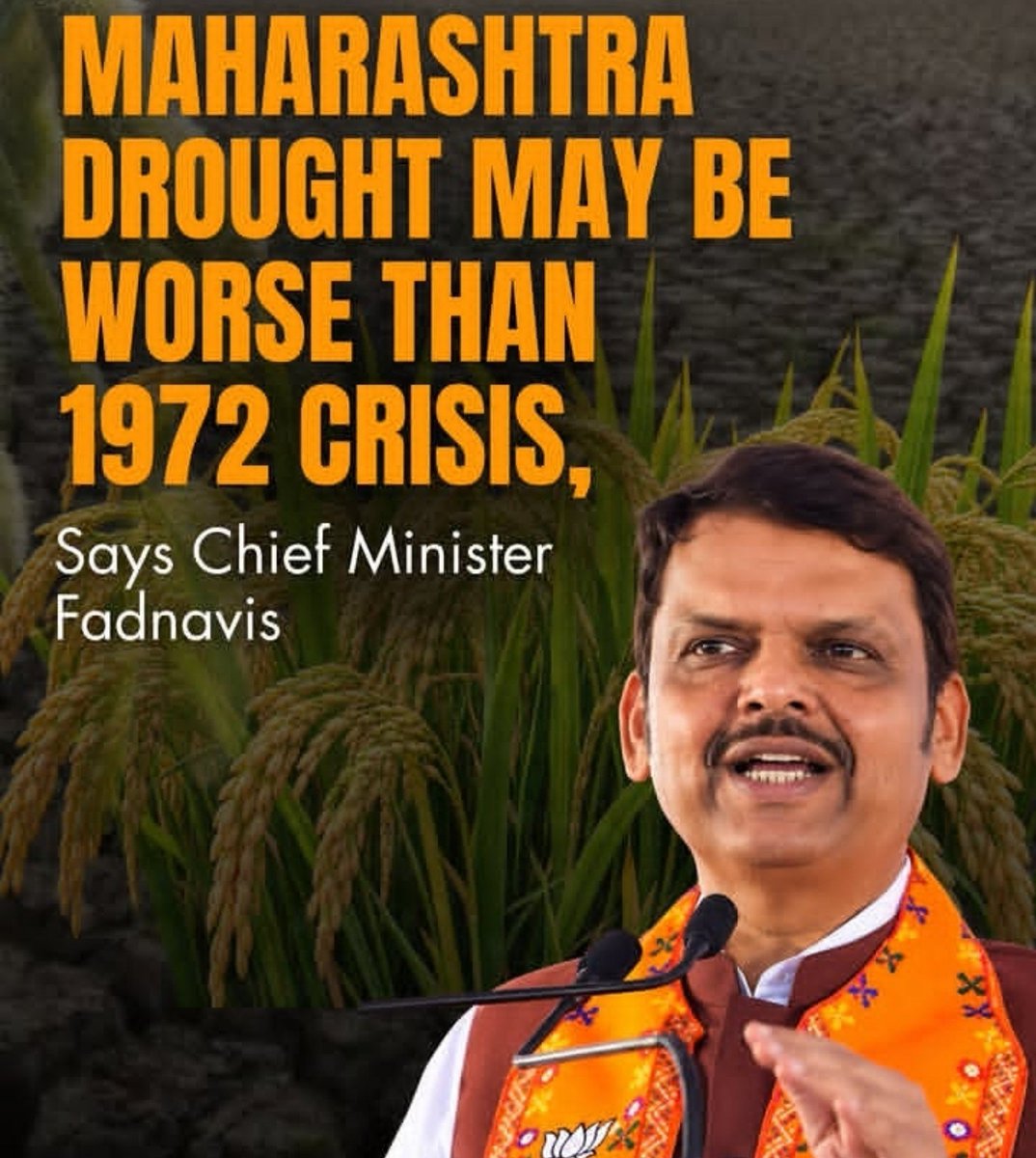 Busuuuu7m's tweet photo. 1) Maharashtra Chief Minister Devendra Fadnavis has warned that the state's current drought-like situation could be more severe than the 1972 drought, which affected nearly 25 million people. https://t.co/AVVEqmDjlb