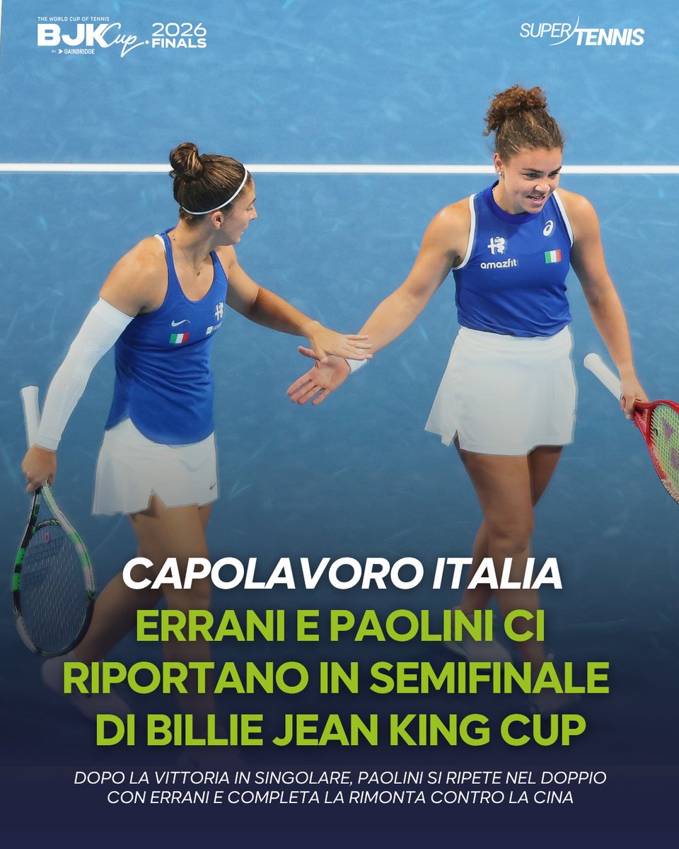 SuperTennisTv's tweet photo. Non si molla mai 🔥

L'Italia rimonta e torna in semifinale di Billie Jean King Cup ✨ https://t.co/UBHwenMT5U