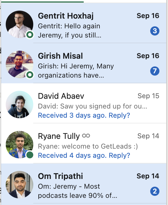linkedin_legend's tweet photo. If your LinkedIn messages look like this you might as well just give up on making anything from the channel

"Hello again Jeremy" - Ah yes, so this is your 3rd follow up, I.E. this is a marketing message.

"Hi Jeremy, Many organizations have..." this reads like a newsletter not a DM. Obvious marketing slop is obvious. Why would I open this.

"Saw you signed up for ou..." This is the better of them, but would have been more effective to say "saw you signed up for my platform, I'm the founder of Databar, let me know ____" whatever kind of product feedback you're looking for or upsell segue you have.

MY implies personal relevance. Our sends like a company announcement. Nuanced but matters.

"Welcome to getleads :)" this one is actually ok because it seems pretty human and not like a slop pitch slap, but a follow up should have been automated from there because this doesn't actually yield any product feedback, any upsell, any partnership or referral opportunities, etc. 

"Most podcasts leave 90% of" - one, I don't have a podcast. Haven't in years. Second, are you talking to me or talking at me?

You need to be having a 1 to 1 human conversation in the DMs, you're not sending an announcement. This is just so unbelievably tone deaf.

Better would be targeting people with actual podcasts, extracting the transcript, mining for a memorable clip or claim, using AI to generate a clip via remotion, then sending it to them with this:

"your linkedin profile masterclass was great but i noticed it's not being posted as short form clips anywhere? so I made this to show how we could clip all your best moments into shorts that 3X your growth.

Would you be open to that?"

Etc.