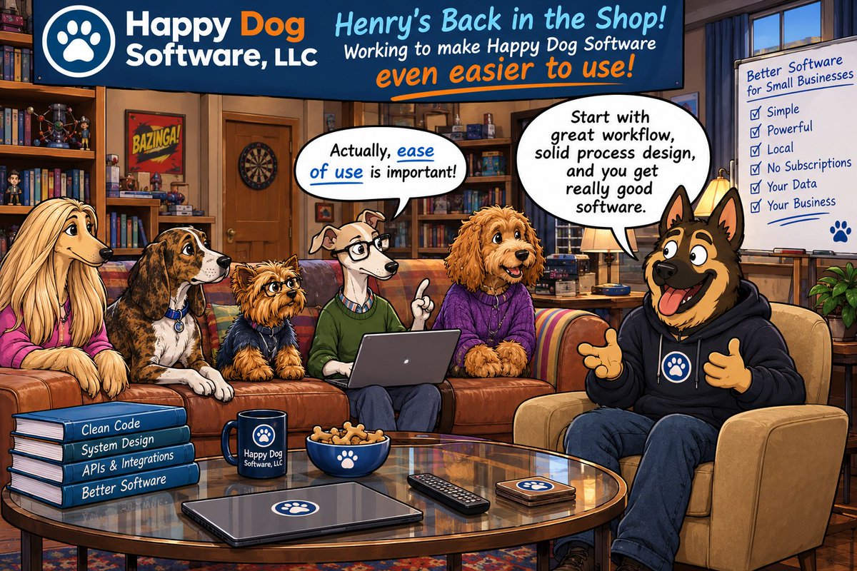 HappyDogSoftwar's tweet photo. 🔧 Henry's back in the garage.

There's a big bang happening at happy dog!

Can't reveal the details yet.

Different business.

Different workflow.

Same philosophy:

Start with the business. Then build the software.

#HappyDogSoftware #IndieDev #ComingSoon https://t.co/pyjTN4l4cr
