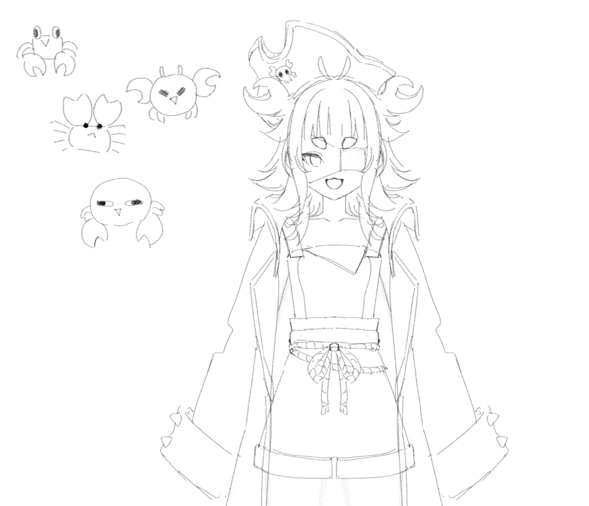 Niceheby's tweet photo. working on my crab girl and her crew :3 https://t.co/zkOtgWiMBs