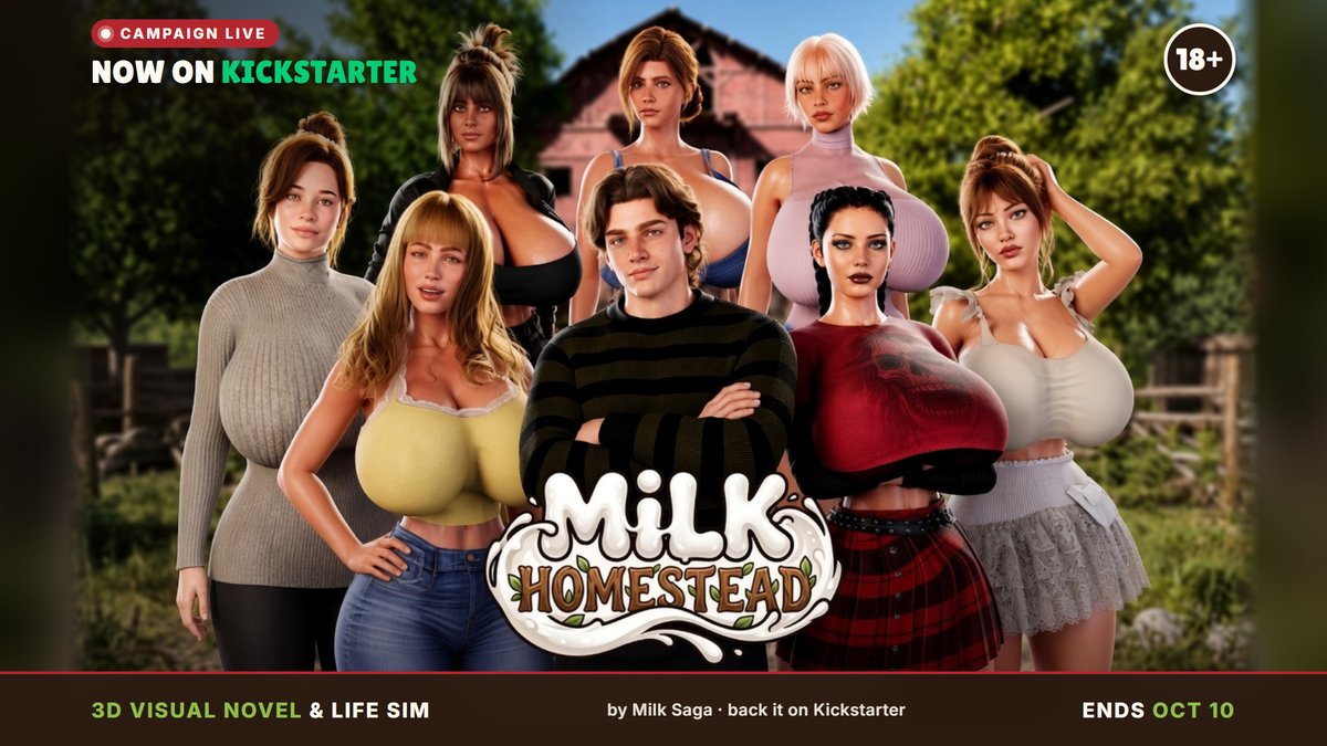 fleshforgeST's tweet photo. MILK HOMESTEAD IS OFFICIALLY LIVE ON KICKSTARTER! 🥛✨

Manage the homestead, upgrade the estate, and build relationships in this 18+ 3D Visual Novel &amp; Life Sim.

Back the Kickstarter: https://t.co/odMfXBzs5k https://t.co/BqDfZ89H1Y