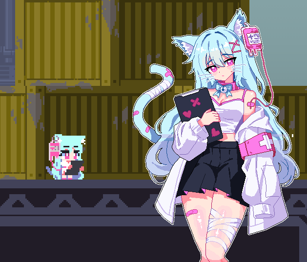 RaumArchive's tweet photo. A New Cat NPC Character💕🐱🩹
#pixelart #ドット絵 #gamedev #ゲーム制作 https://t.co/zKbzCbQKXx