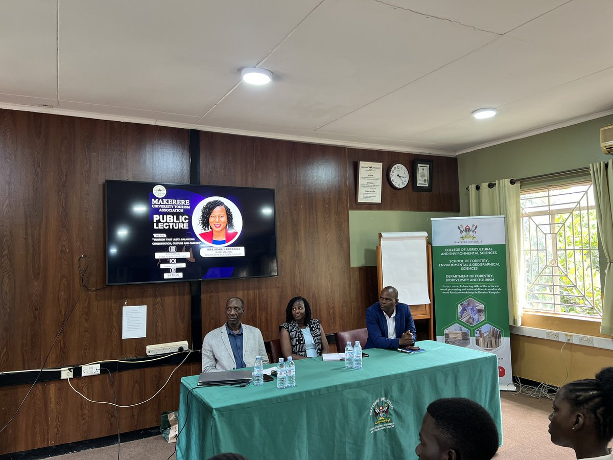 makereretourism's tweet photo. HAPPENING NOW:The MUTA Public Lecture has officially taken off!
Our president sets the stage for "Tourism that Lasts: Balancing Conservation, Culture and Careers"
The room is packing up fast,energy is electric,If you are still on campus,grab your notebook & walk right in
#MUTA https://t.co/PoPTfbfxDO