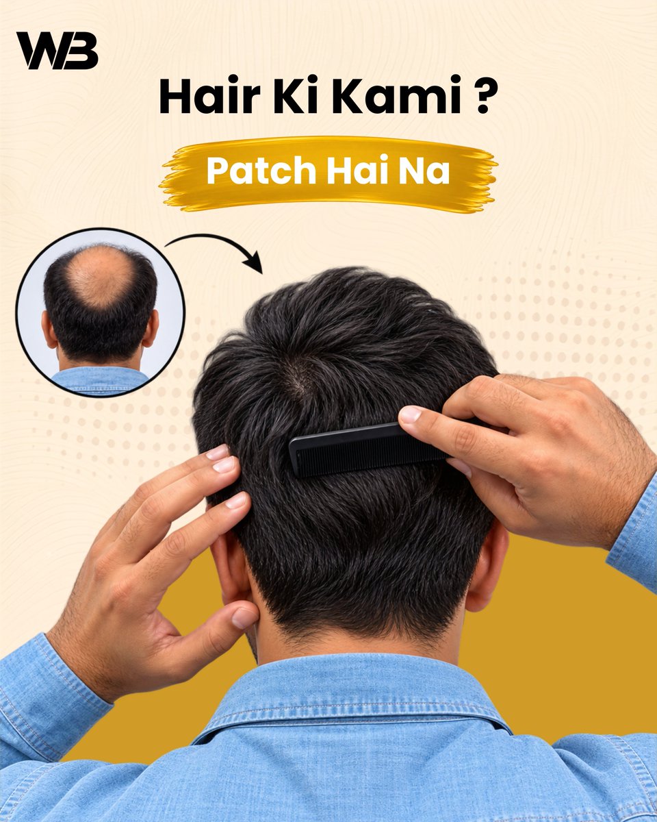 WigBoutiqueOff's tweet photo. Hair ki kami? Patch hai na. 💇‍♂️ Bald se full, bina surgery.

#HairPatchForMen #HairTransformation https://t.co/p6tIMdBeuJ