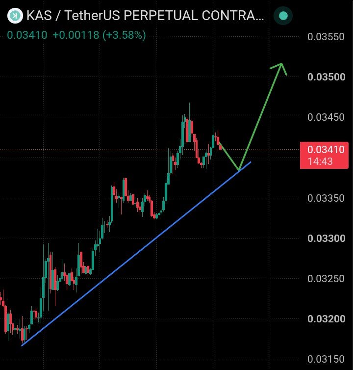 Solooucpk's tweet photo. $KAS Don’t Panic, Just a Pullback

A little bearish move is normal. $KAS is still holding the rising trendline, and if support holds, the next move could be upward toward $0.0350+.

Bullish setup remains valid above support. 📈 https://t.co/XnpgXxxbkz