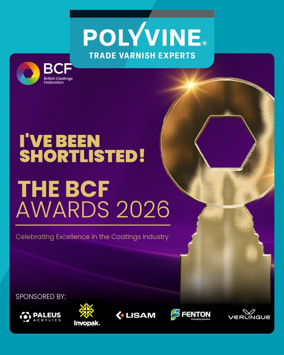 Polyvine's tweet photo. We are so excited to have been named as a finalist in the @BCFcoatings Awards, in the Marketing Campaign of the Year Category 🙌 The awards are in November - wish us luck! 🤞

#polyvine #britishcoatingsfederation https://t.co/tmRrVJGurM