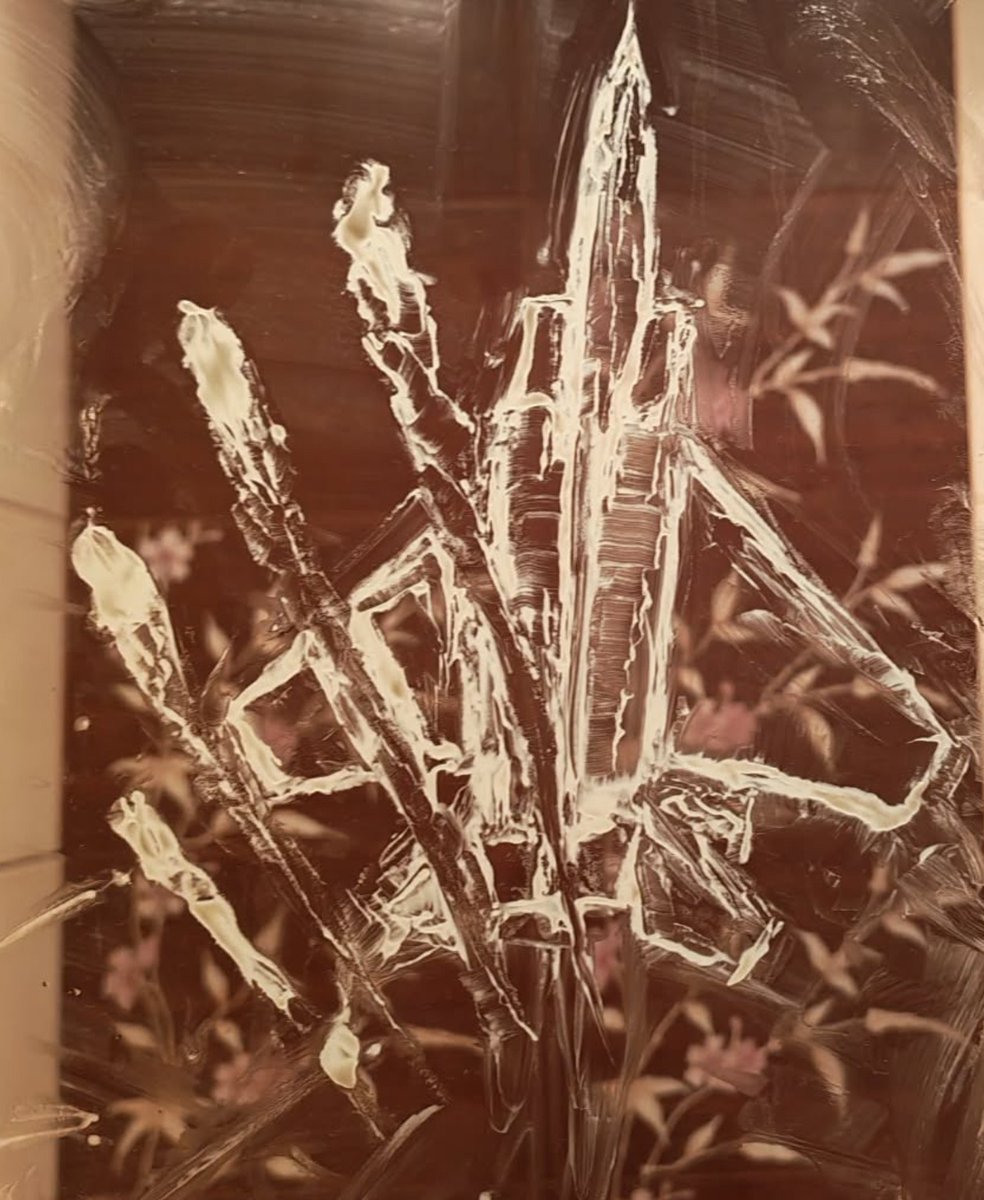 lushlake0871's tweet photo. so I painted the F-15 releasing flares on a shower glass with some hair conditioner https://t.co/zffsk2mmRp