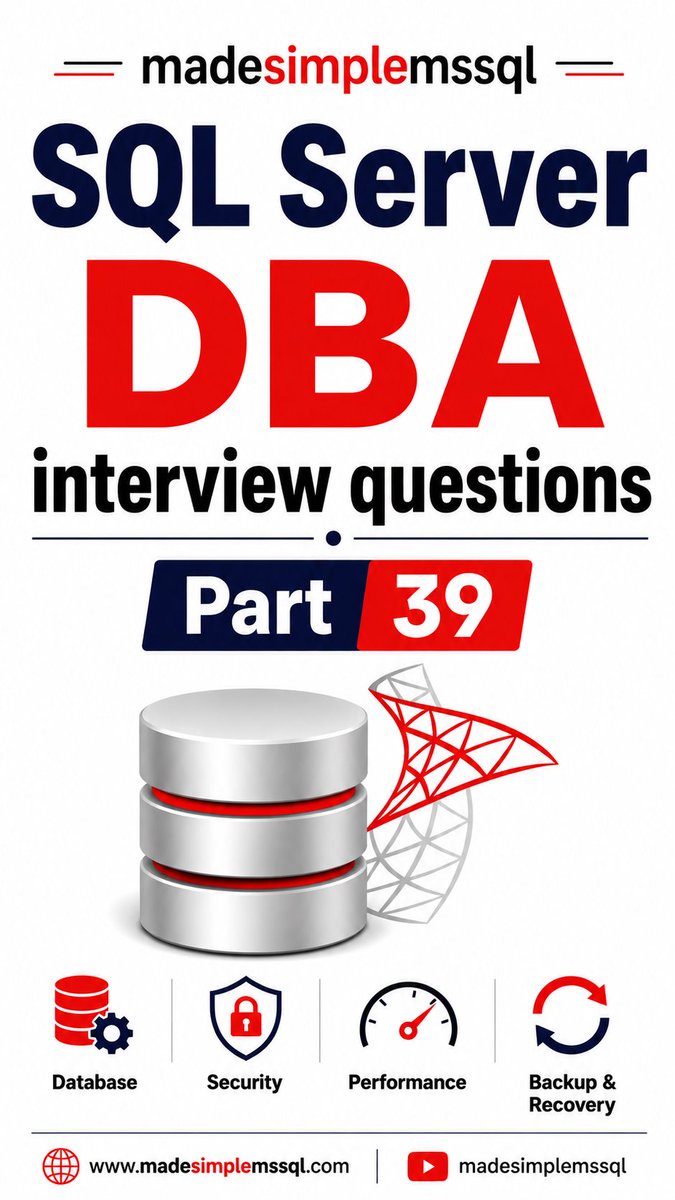 gsumita23's tweet photo. 💡Looking for easy-to-understand SQL Server (for DBA or developer) interview questions &amp; the latest best practices? 
Subscribe to MadeSimpleMSSQL &amp; take your database skills to the next level.

https://t.co/S6eEBJCBwc…

#TSQL #TransactSQL #SQLQueries 
#Database #Developer #DBA https://t.co/az3nIvJvK9