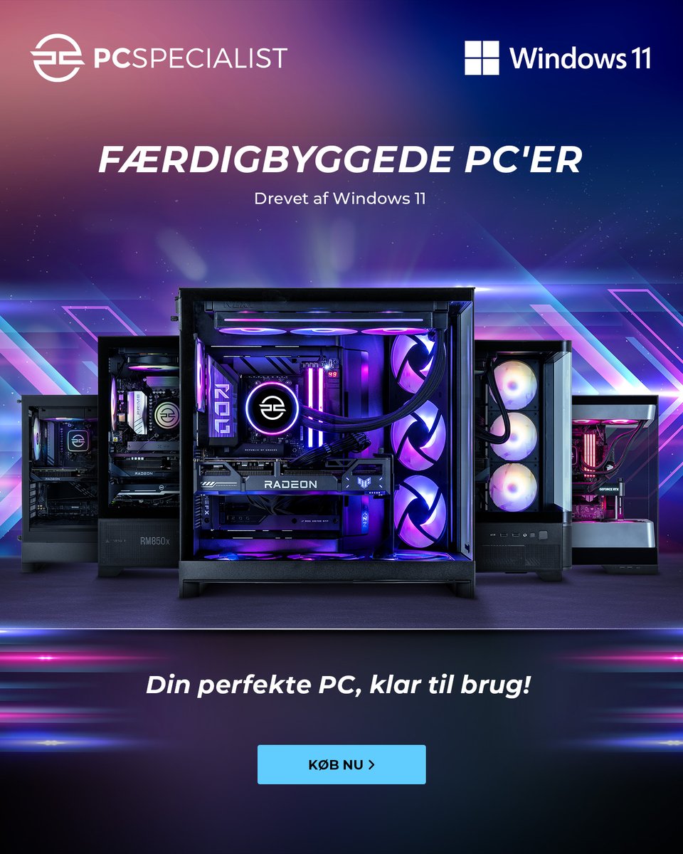 PCSpecialistDK's tweet photo. Færdigbyggede PC'er er til dig, der vil direkte ind i actionen. Klar til brug lige ud af kassen, helt uden opsætning. Drevet af Windows 11.

Se vores udvalg af færdigbyggede PC'er ➡️ https://t.co/LNBmoqff8K https://t.co/Fk977JgmnU