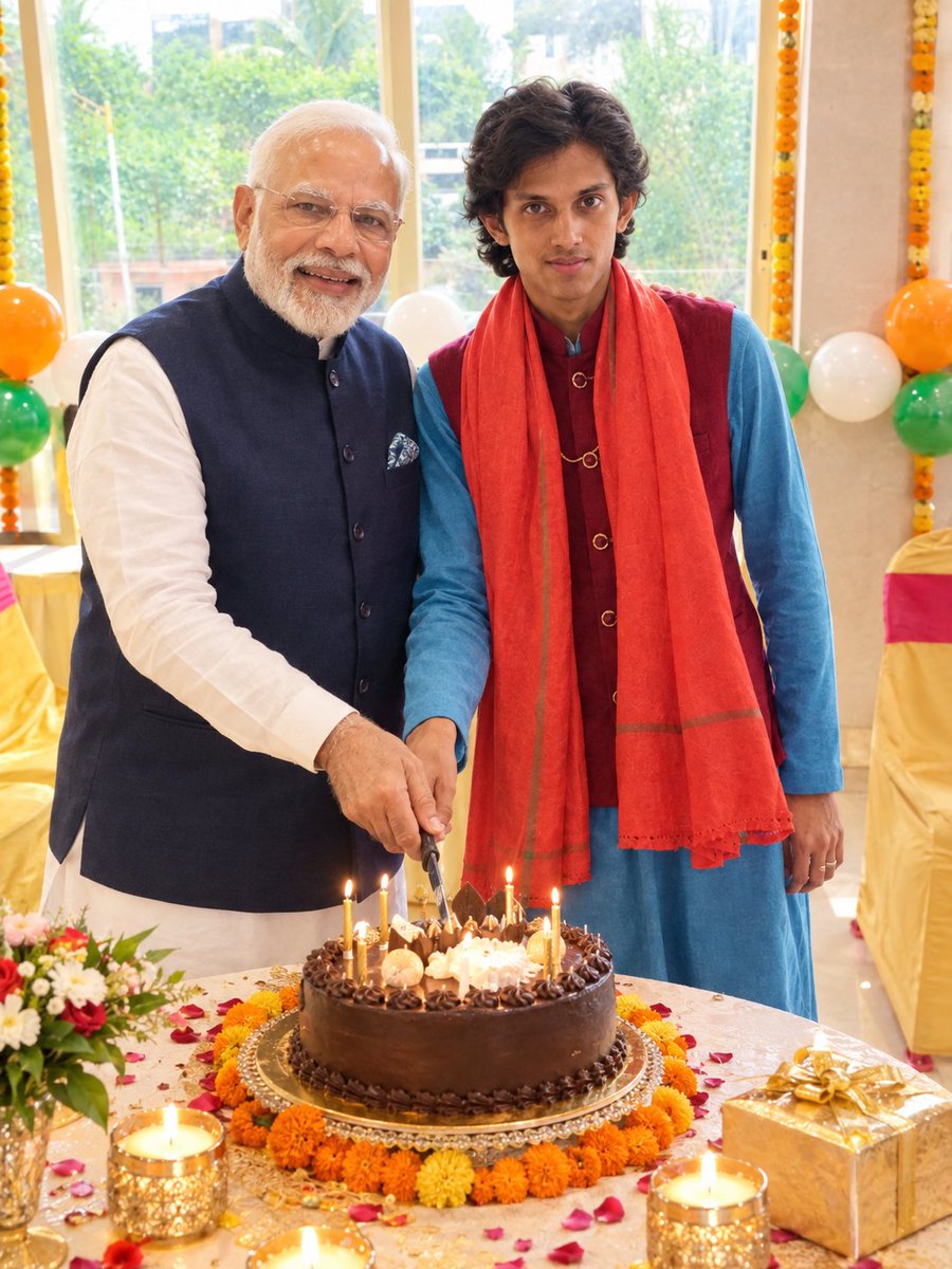 SimratBhatt_9's tweet photo. @narendramodi મોદીજીને જન્મદિવસની શુભેચ્છાઓ 🎂🍰🍫🍹 https://t.co/nloQiSvUdi