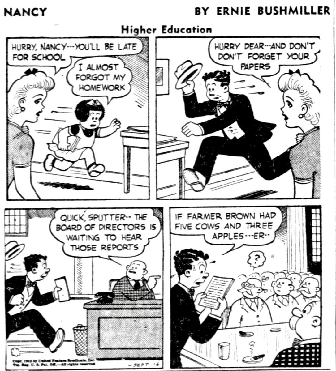 JohnnyCallicutt's tweet photo. Nancy By Ernie Bushmiller 
September 16,1943 https://t.co/WDwNtQAlT1