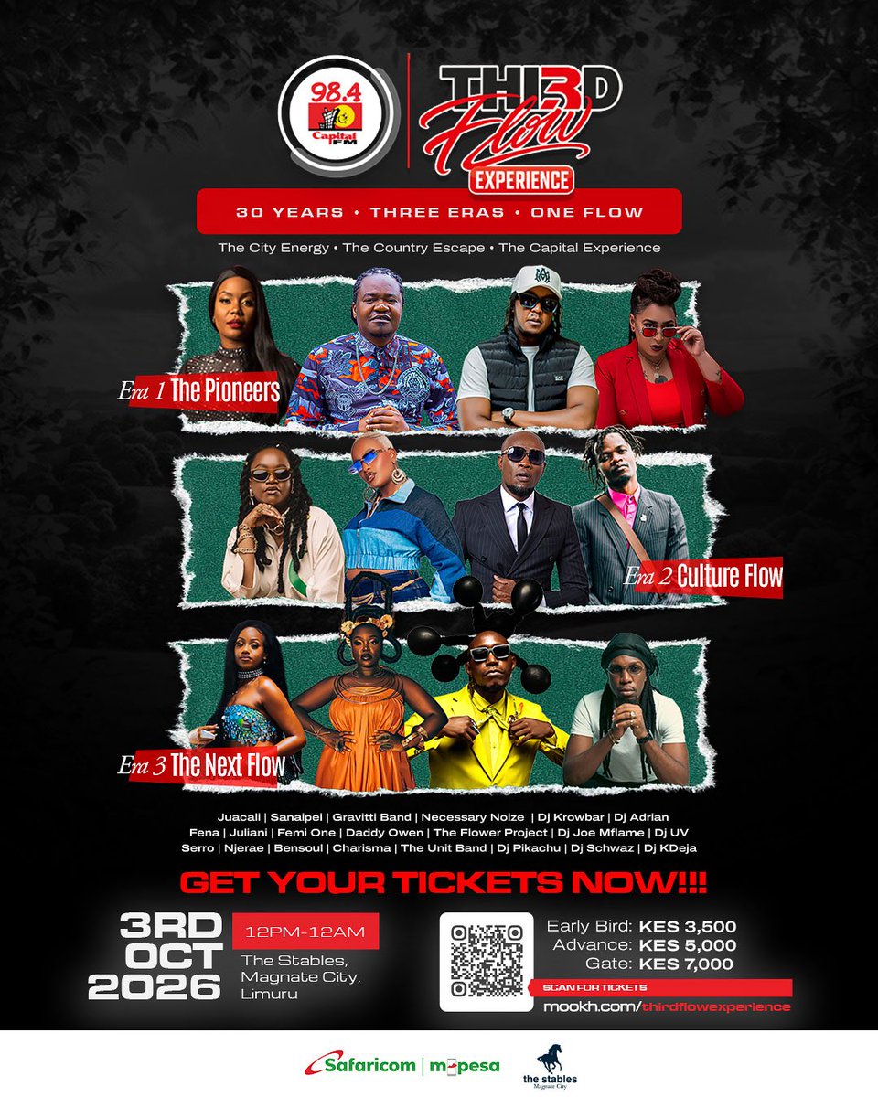 thejam984's tweet photo. For a chance to win a pair of tickets to the #ThirdflowExperience worth 9500Kshs
Name a Dancing style between 1996 - 2006
With @JuneGachui and @Palloti76 #DriveOut #CapitalAt30 https://t.co/UteanKQG8i