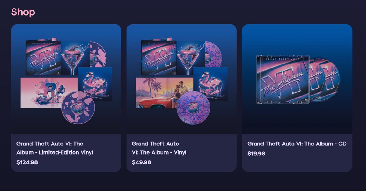DjSan_'s tweet photo. GTA 6 “O Álbum” terá 6 faixas com feats de diversos artistas que participaram do Marketing como Travis Scott, Pink Pantheress, Yung Lean, Future e muito mais! (6 faixas no total)

- O Álbum está disponível em 3 versões:
- Cd Físico 📀
- Vinil 📻
- Vinil Edição de colecionador 💽

Distribuição feita pela Atlantic Records.

#gta6 #gta6news #gta6thealbum #rockstargames