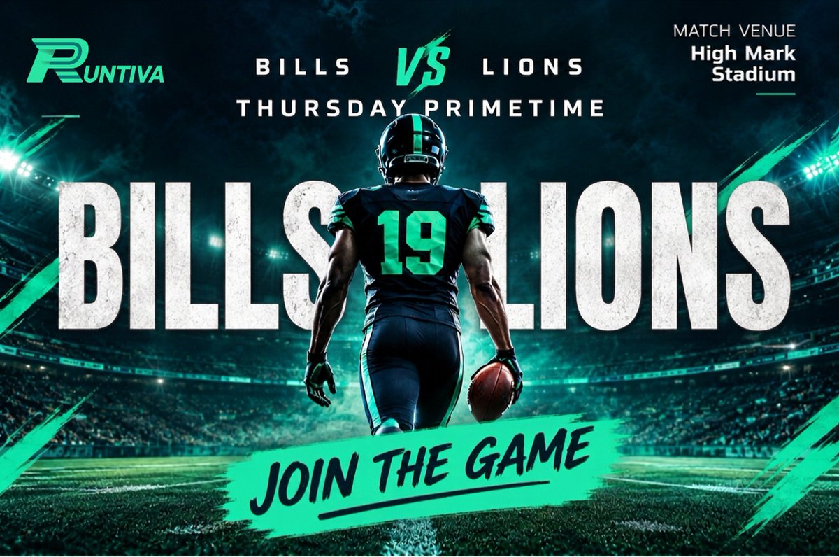 runtiva's tweet photo. Thursday Primetime is here! 🏈 The Bills take on the Lions under the lights at Highmark Stadium. Have you set your Runtiva lineup yet? Get your roster locked in before kickoff.
Join the game! 👇
https://t.co/JOhOyIN3WB
#BillsMafia #OnePride #ThursdayNightFootball #Runtiva #FantasySports